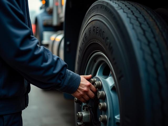 A JSSS professional driver performing a comprehensive pre-trip vehicle safety inspection
