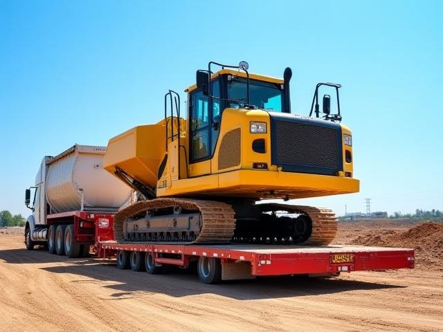 Heavy construction excavator delivered to site