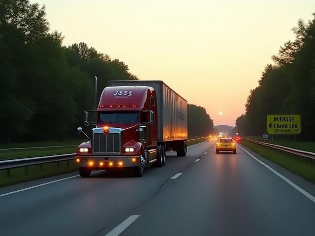 JSSS wide load truck with escort vehicles