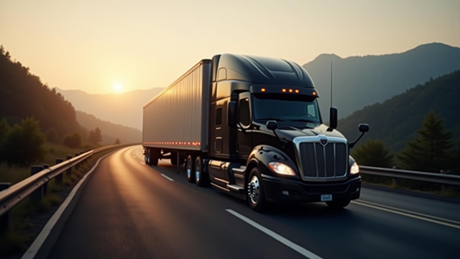 Heavy-duty JSSS truck on highway at dawn