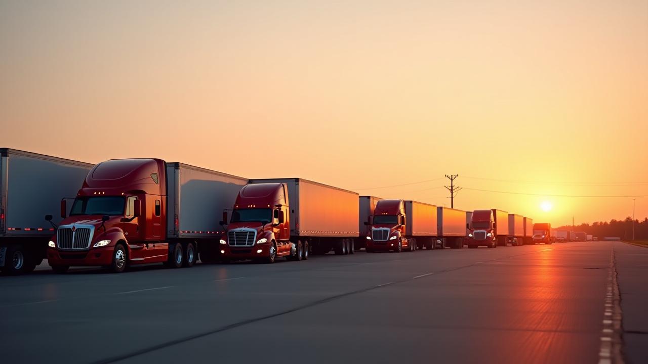 Heavy-duty JSSS trucks parked at a Woodbridge Virginia logistics hub